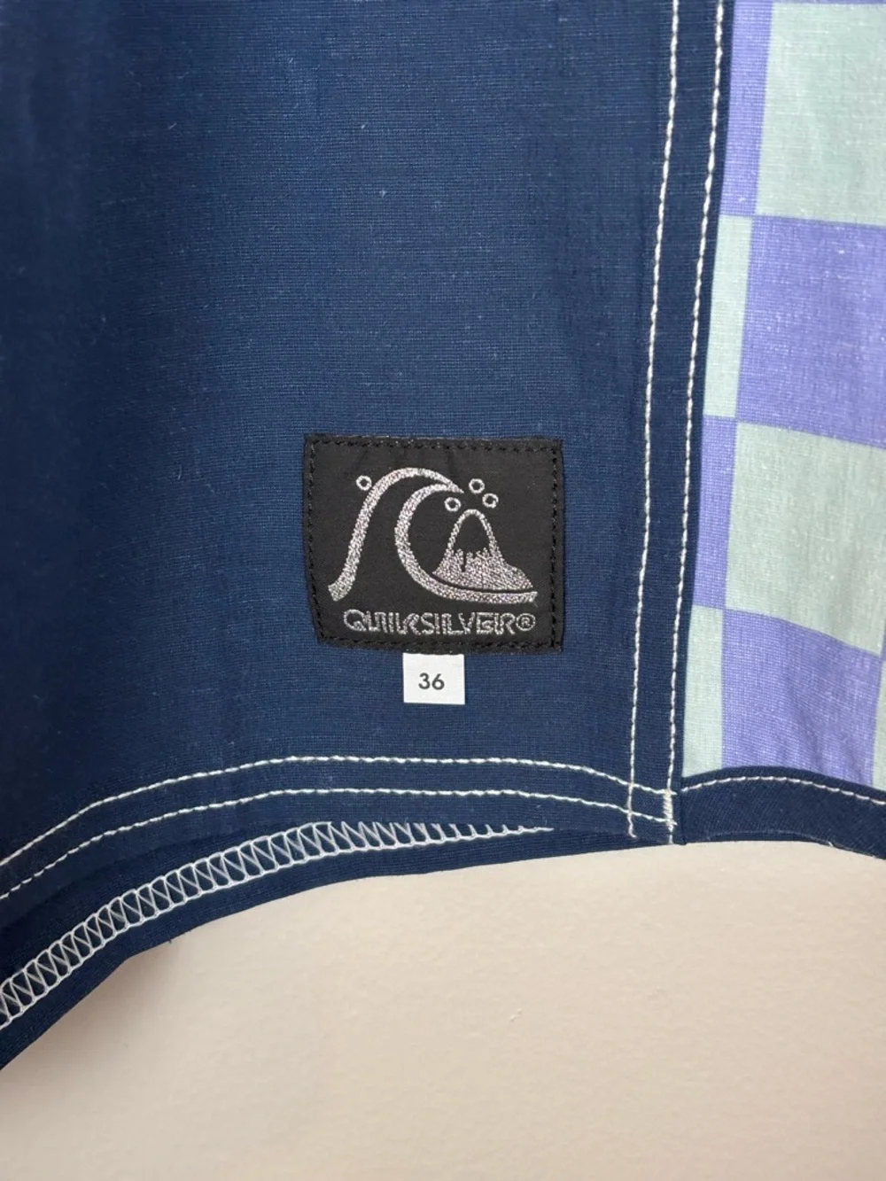 Quicksilver Board Shorts Mens 36 Blue Original Checkered Surf‎ Beach 7.5